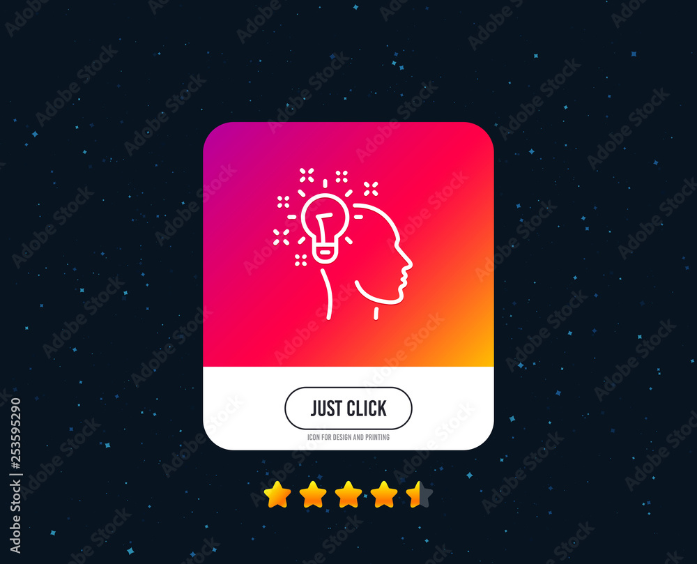Idea line icon. Human head with light bulb sign. Inspiration symbol. Web or internet line icon design. Rating stars. Just click button. Vector Idea line icon. Human head with light bulb sign. Inspiration symbol. Web or internet line icon design. Rating stars. Just click button. Vector