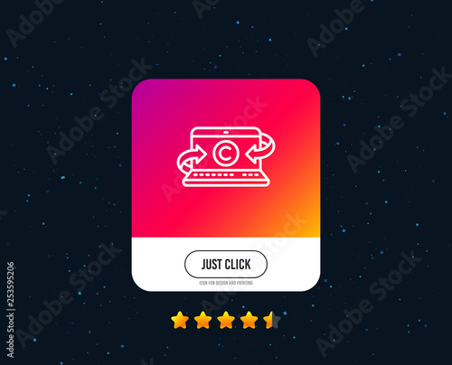 Copywriting notebook line icon. Ð¡opyright sign. Media content symbol. Web or internet line icon design. Rating stars. Just click button. Vector