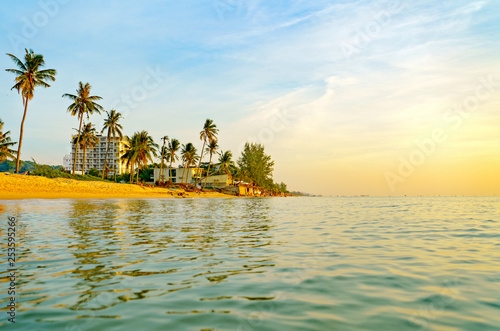 Fototapeta Naklejka Na Ścianę i Meble -  Sunset on the Long beach in Phu Quoc island, Vietnam