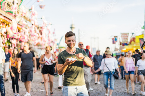 man in an amusement park