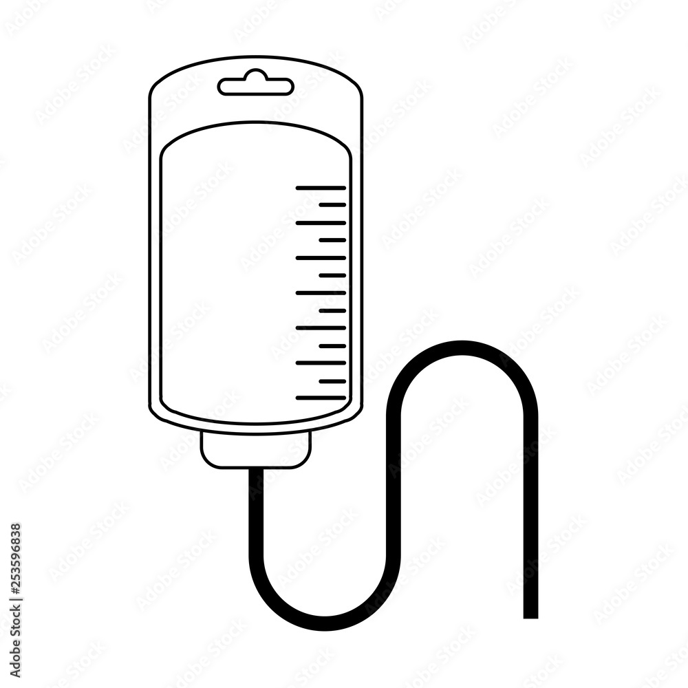 Blood bag symbol isolated in black and white Blood bag symbol isolated in black and white