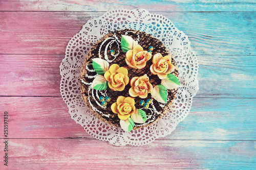 Cake on gradient color back...