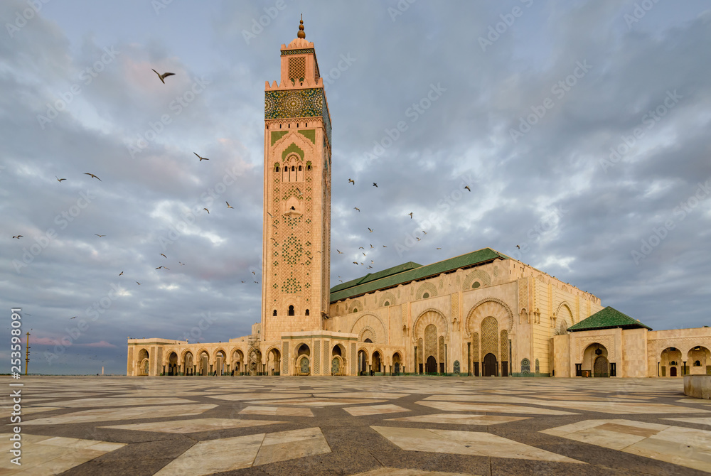Sightseeing of Casablanca, Morocco. The Hassan II Mosque is the largest mosque in Morocco.