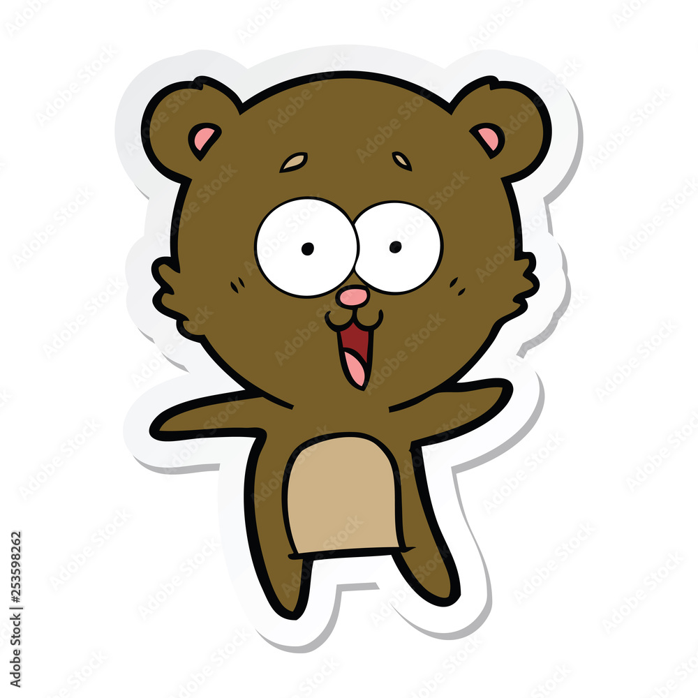 sticker of a laughing teddy bear cartoon sticker of a laughing teddy bear cartoon