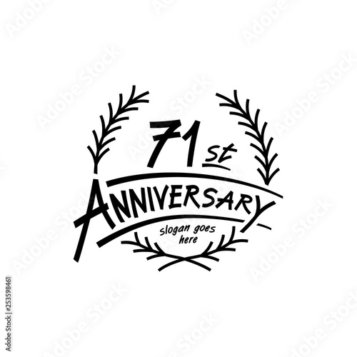 71 years design template. Vector and illustration. 71 years logo.