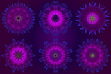 Set of purple color Floral Mandala. Arabic, Indian, Motifs. Vector Illustration.