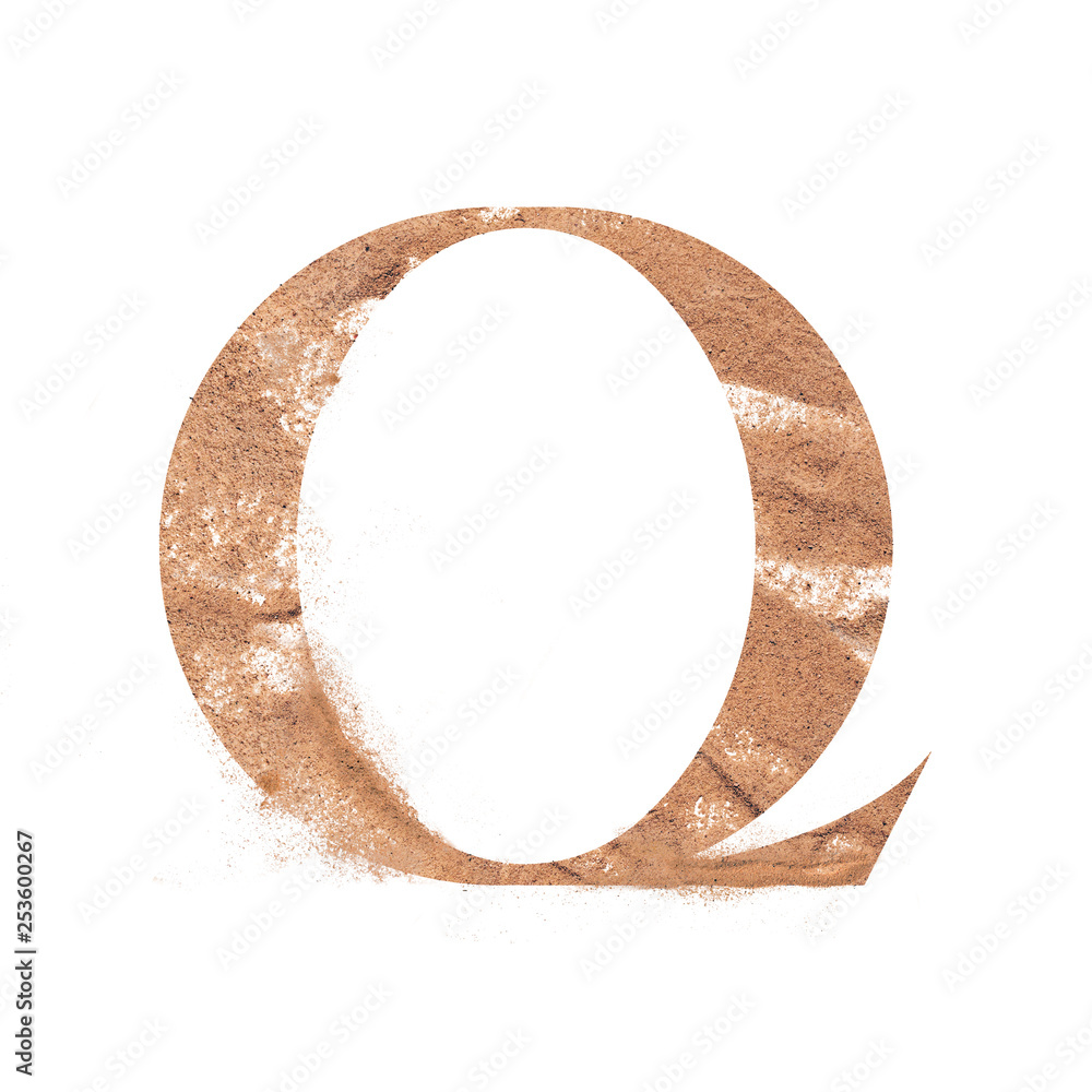 Sand alphabet, letters of sand isolated on white background. Top view. Sand alphabet, letters of sand isolated on white background. Top view.