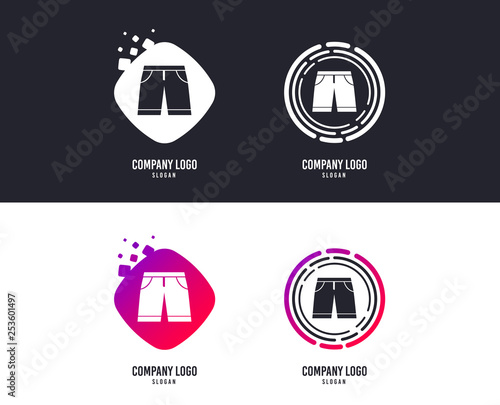 Logotype concept. Men's Bermuda shorts sign icon. Clothing symbol. Logo design. Colorful buttons with icons. Vector