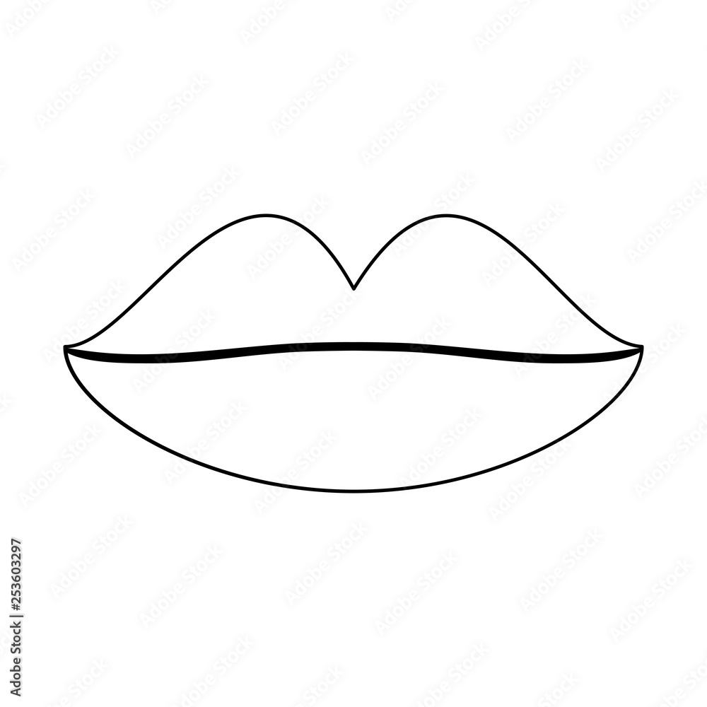 Woman sexy lipstick cartoon in black and white Woman sexy lipstick cartoon in black and white