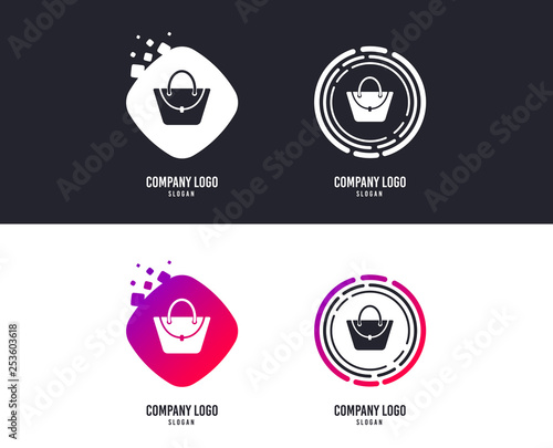 Logotype concept. Woman bag icon. Female handbag sign. Glamour casual baggage symbol. Logo design. Colorful buttons with icons. Vector