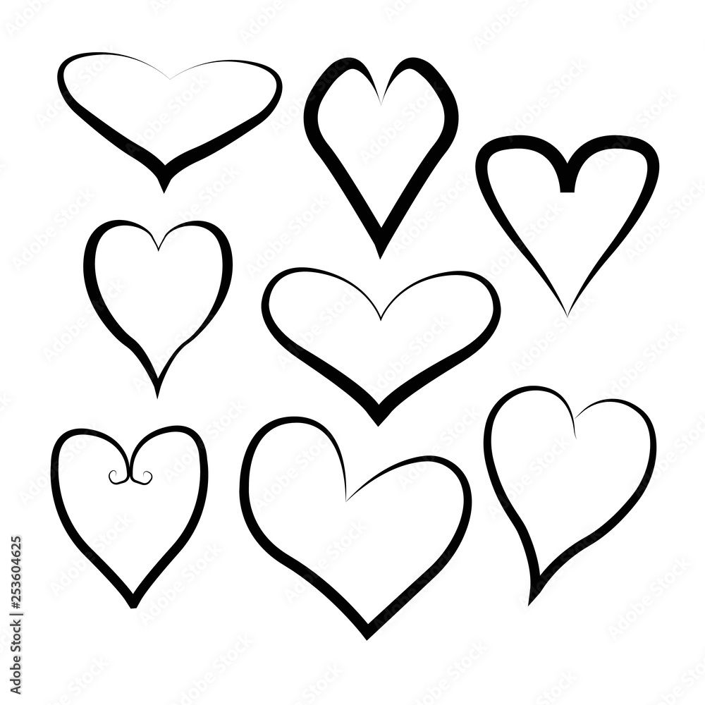 Set of outline hand drawn heart icon.Vector heart collection. Illustration for your graphic design. Set of outline hand drawn heart icon.Vector heart collection. Illustration for your graphic design.