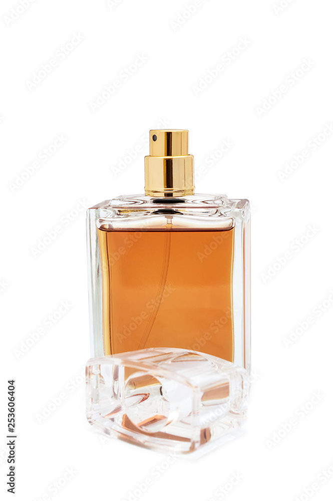 Men's perfume in bottle isolated on white. Men's perfume in bottle isolated on white.