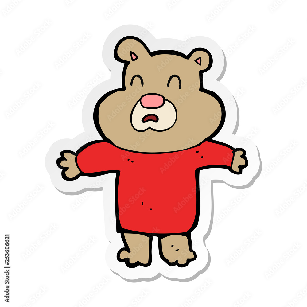 Obraz premium sticker of a cartoon unhappy bear