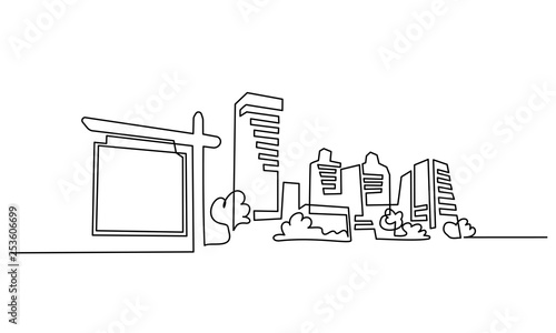 Building Cityscape One Line drawing Art Silhouette