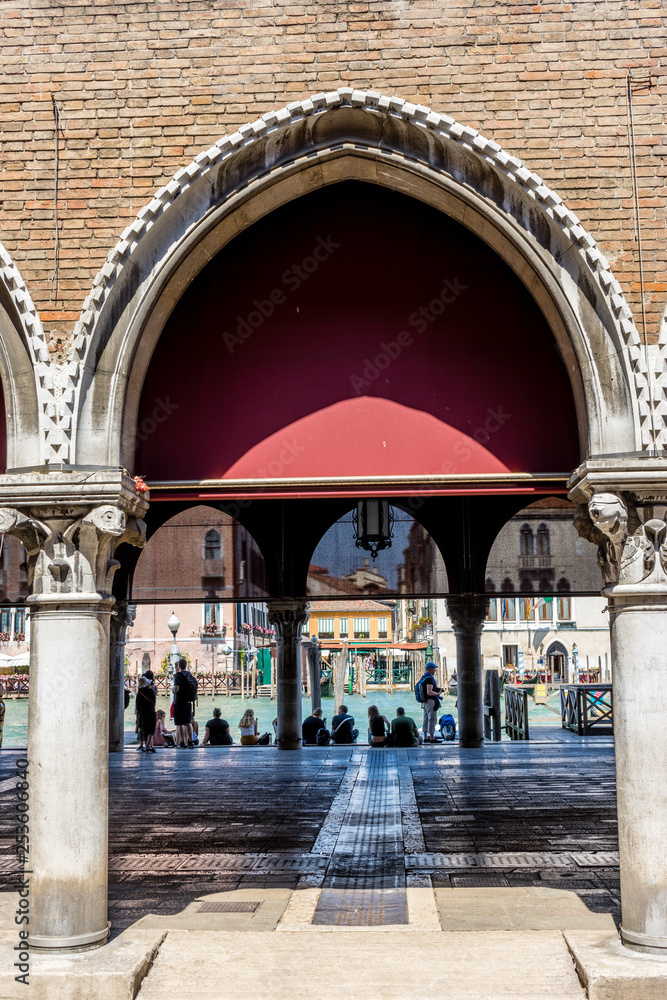 Italy, Venice, a close up of a stone building
