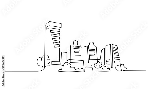 Building Cityscape One Line drawing Art Silhouette