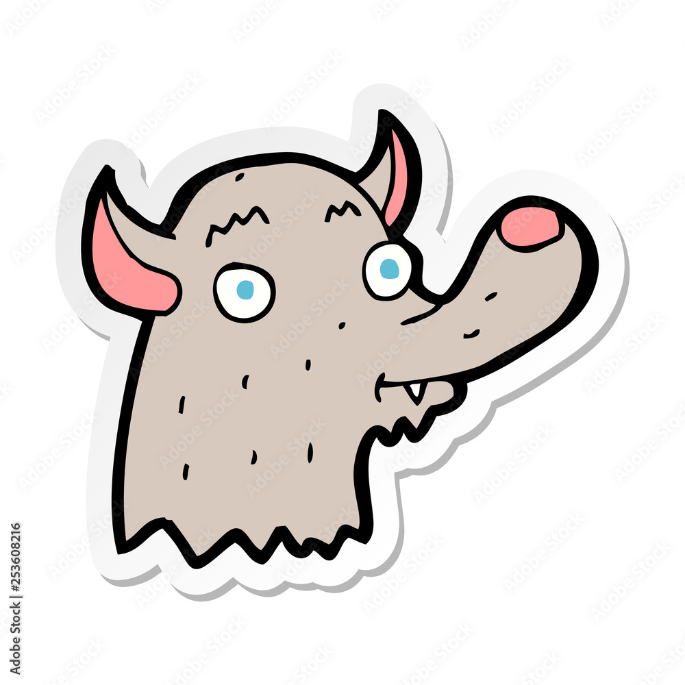 sticker of a cartoon happy wolf sticker of a cartoon happy wolf
