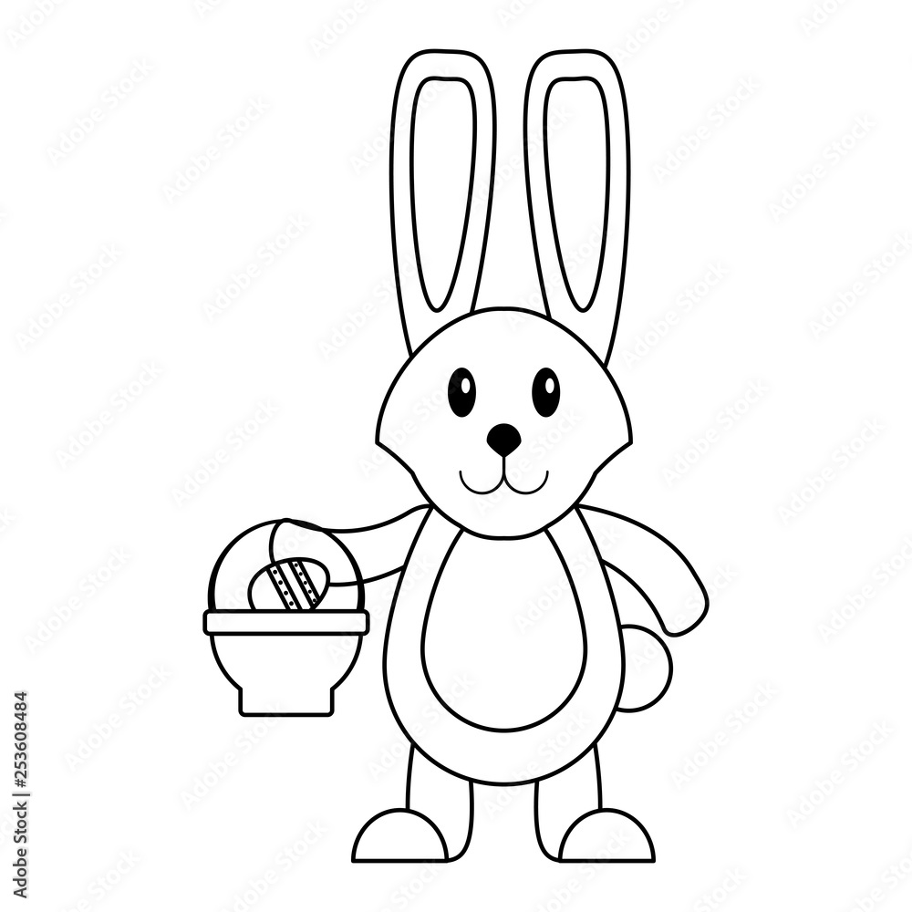 Fototapeta premium Easter day cute cartoons in black and white