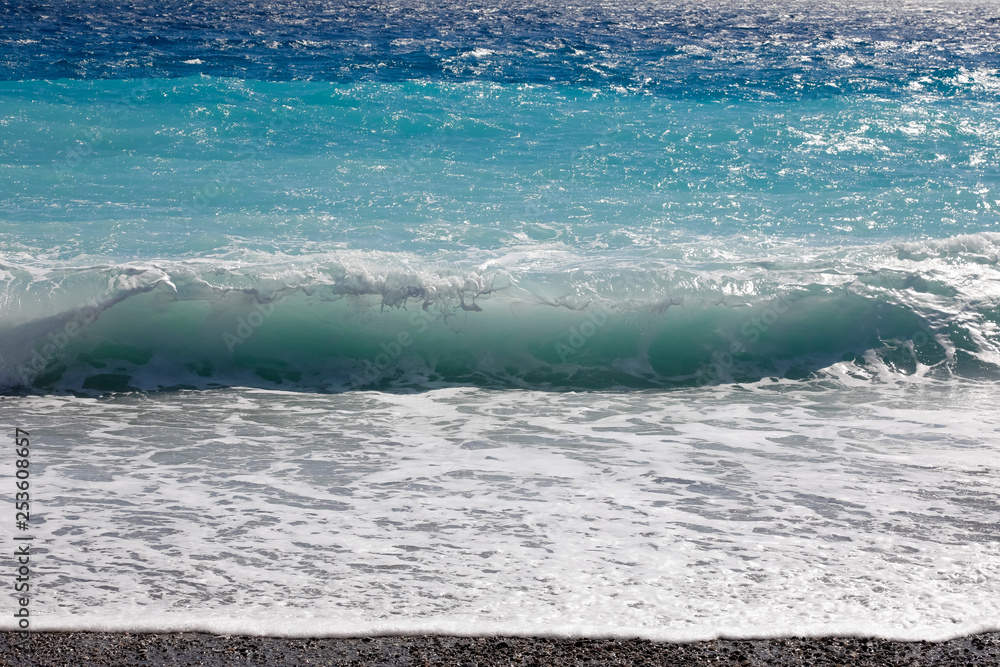 Fototapeta premium Mediterranean sea wave as seen at the shore