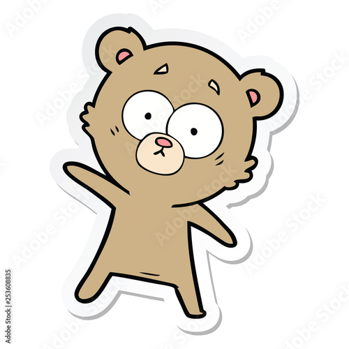 sticker of a surprised bear cartoon