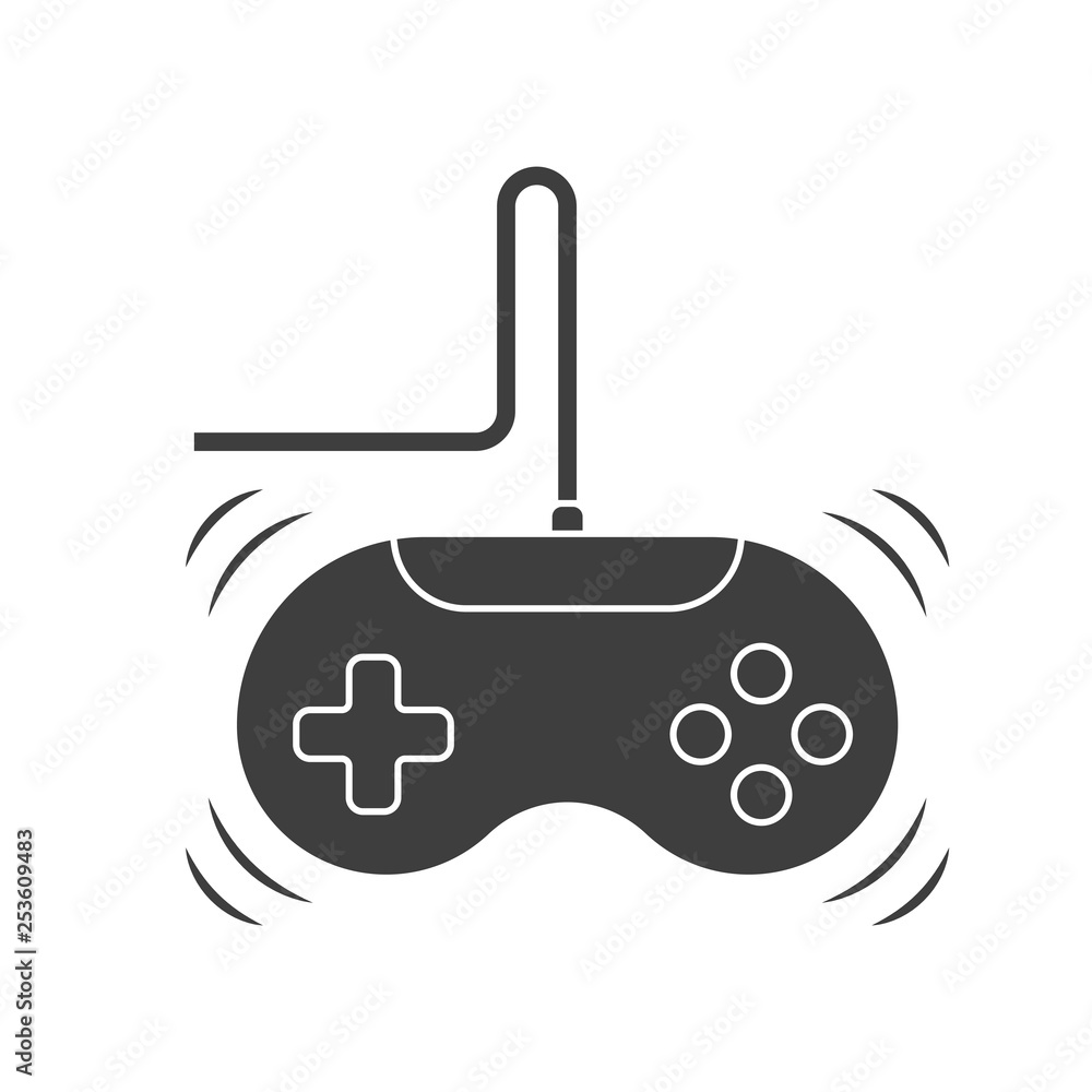 Game joystick icon. Monochrome image. Vector on white background. Game joystick icon. Monochrome image. Vector on white background.