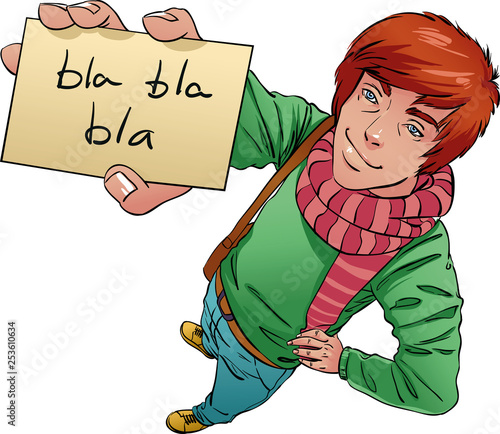 Cartoon business man blank card