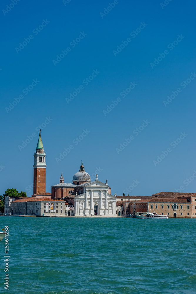 Italy, Venice, Church of San Giorgio Maggiore, VIEW OF BUILDINGS AGAINST BLUE SKY