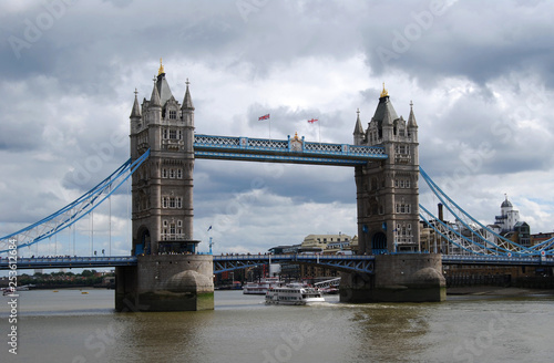  Tower Bridge that crosses river Thames in London  UK