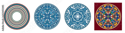 decorative design of circle dish template, round geometric pattern