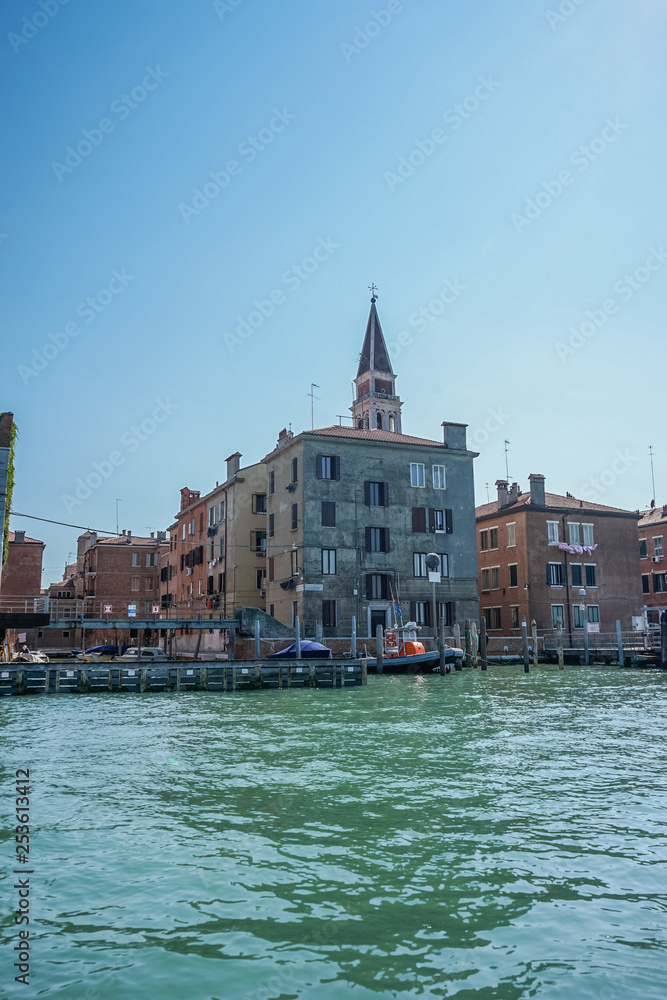 Italy, Venice, a castle with a boat in the water