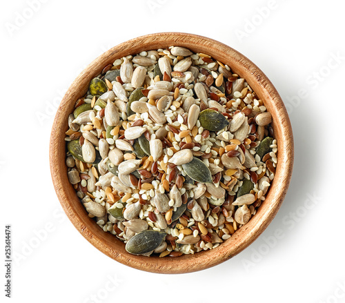 Billede på lærred mix of seeds in wooden bowl