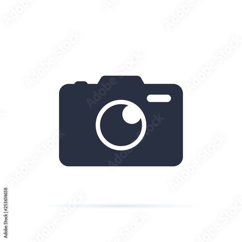 Photo camera vector icon. Camera icon, flat photocamera vector isolated. Modern simple snapshot photography sign.