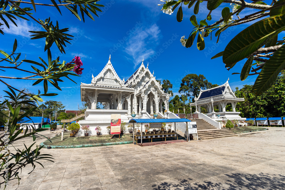Wat Kaew Korawaram white temple in Krabi Town in Thailand