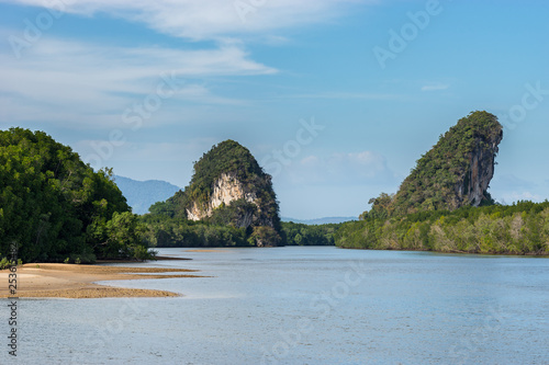 Khao Khanab Nam mountains and river in Krabi Town in Thailand