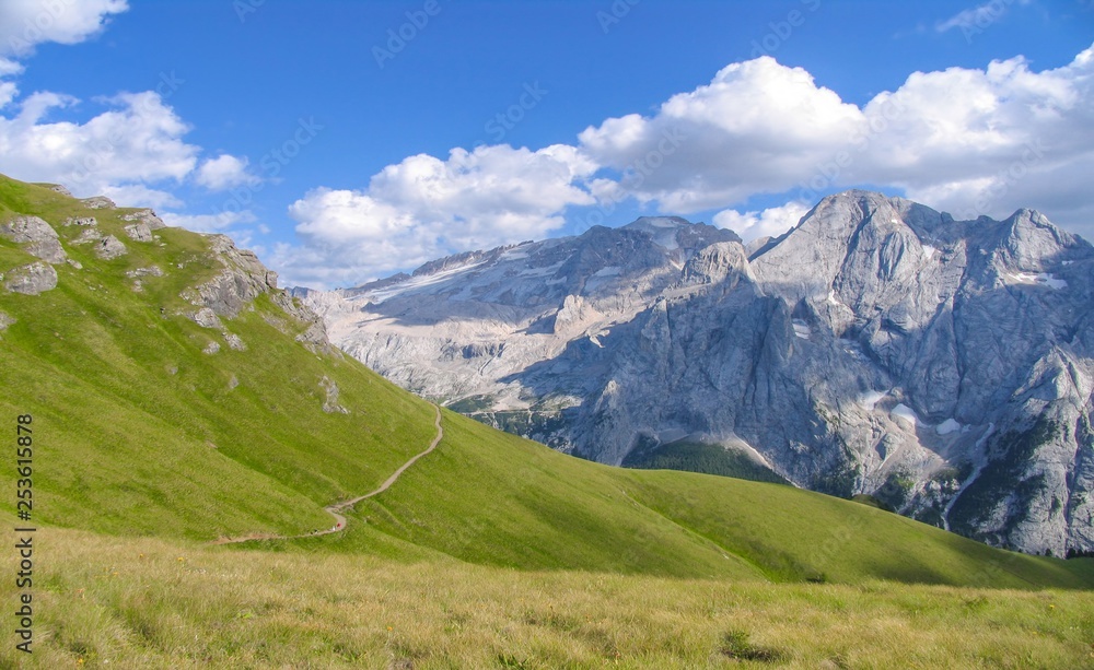 Fototapeta premium Italy beauty, Marmolada view from Passo de Pordoi, Dolomites