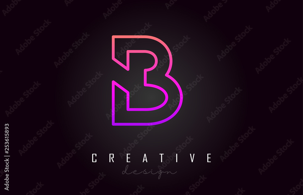 B Purple Letter Logo Monogram Vector Design. Creative B Vibrant Letter Icon