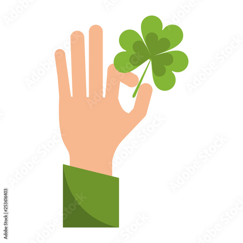 hand hoding clover shamrock symbol