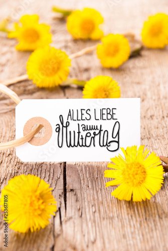 Label, Dandelion, Calligraphy Muttertag Means Happy Mothers Day