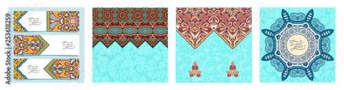decorative label card for vintage design, indian ethnic kalamkari style