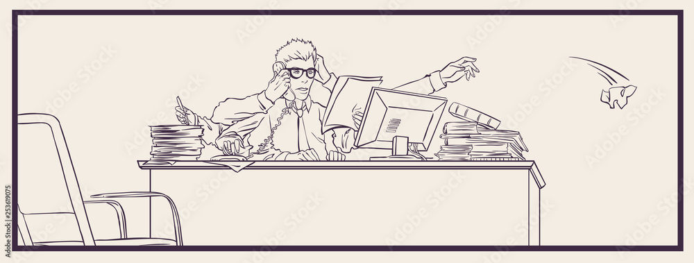 Obraz premium Very busy office worker