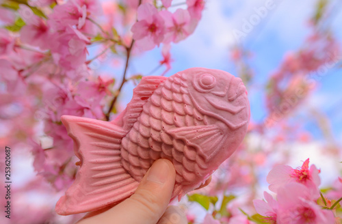 Taiyaki  Pink Fish Sweet Dessert photo