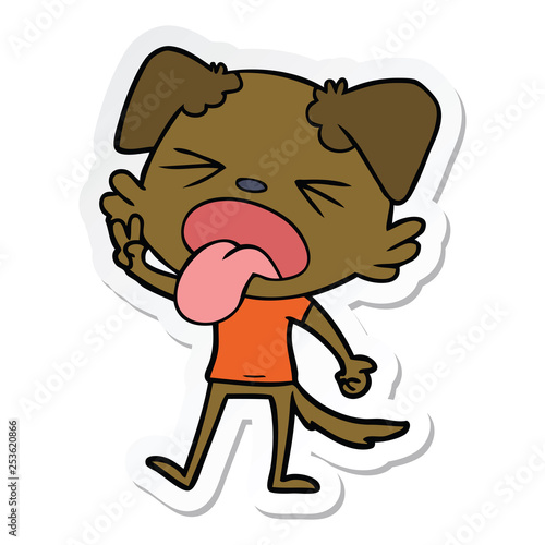 sticker of a cartoon disgusted dog