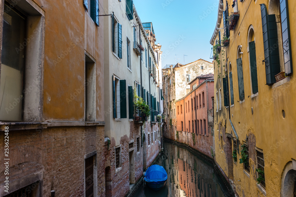 Europe, Italy, Venice, Italy, CANAL AMIDST BUILDINGS AGAINST SKY IN CITY