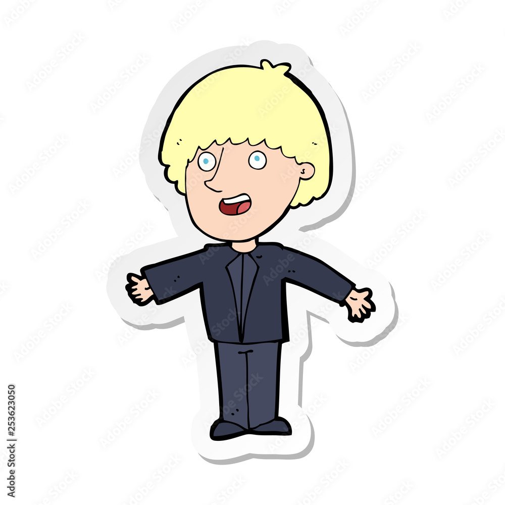 sticker of a cartoon happy man