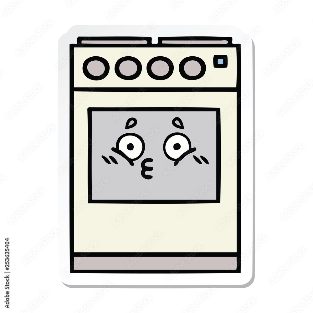 sticker of a cute cartoon kitchen oven sticker of a cute cartoon kitchen oven