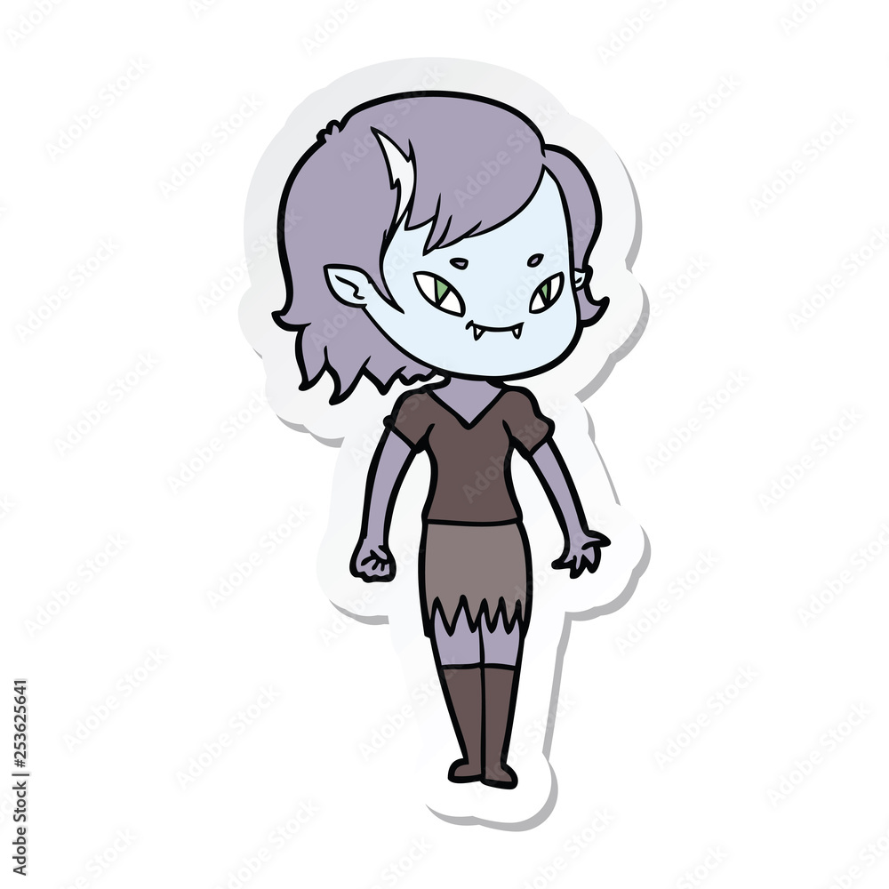 sticker of a cartoon friendly vampire girl sticker of a cartoon friendly vampire girl