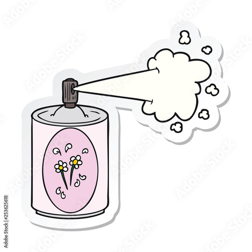 sticker of a cartoon aerosol freshener spray can