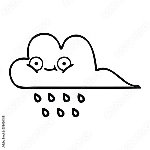 line drawing cartoon storm rain cloud