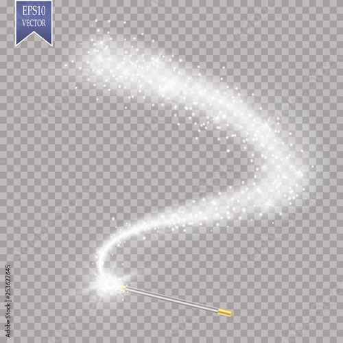 Magic wand vector background. Miracle magician wand magical stick with sparkle magic lights