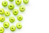 food pattern with green apples on white background top view space for text